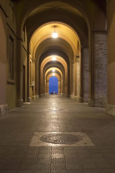Perugia Italia Diciembre 2016 Vista Nocturna Porche Histórico Ciudad Perugia — Foto de Stock