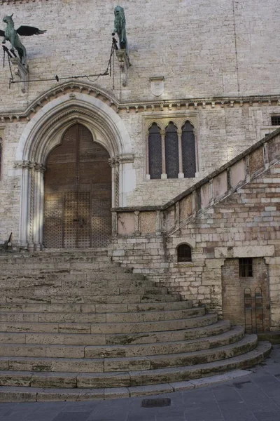 Perugia Italia Diciembre 2016 Entrada Principal Del Palazzo Dei Priori — Foto de Stock