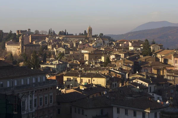 Perugie Itálie Prosince 2016 Panoramatický Výhled Starobylé Město Perugia Obklopeno — Stock fotografie