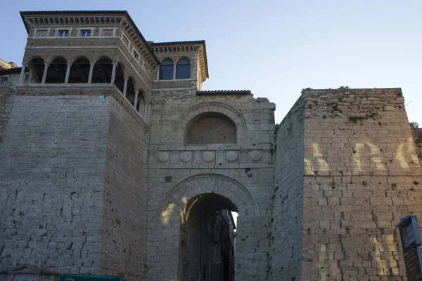 Perugia Italia Diciembre 2016 Arco Etrusco Perugia También Llamado Puerta —  Fotos de Stock