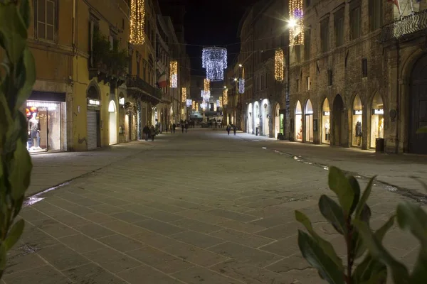 Perugia Olaszország December 2016 Corso Vannucci Főutca Perugia Belvárosában Éjszaka — Stock Fotó