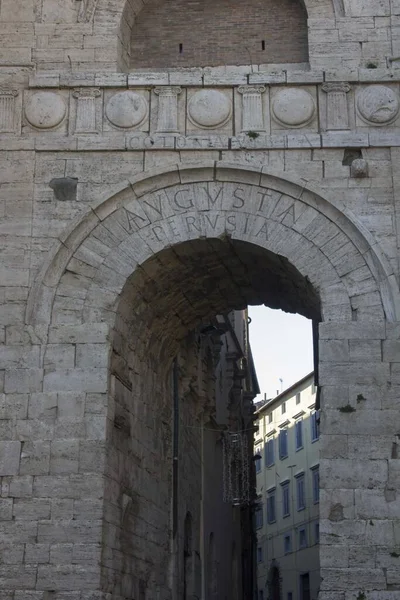 Перугия Италия Декабря 2016 Историческое Здание Названием Этрусская Арка Перудже — стоковое фото