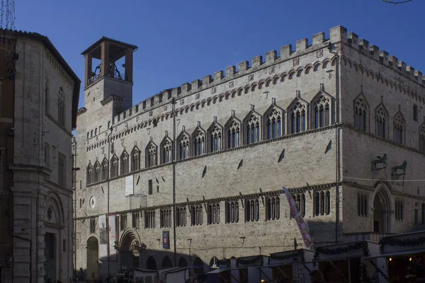 Pérogie Italie Décembre 2016 Bâtiment Historique Palazzo Dei Priori Cœur — Photo