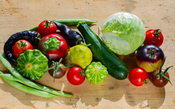 Grupo Hortalizas Sobre Madera Col Los Tomates Calabacín —  Fotos de Stock