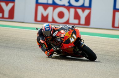 20 Eylül 2019; Ciudad del Motor de Aragon, Alcaniz, İspanya; Aragon Motosiklet Grand Prix, Uygulama Günü; KTM Ajo 'dan Brad Binder, Moto2 ücretsiz antrenman 2 Kredi: Pablo Guillen 