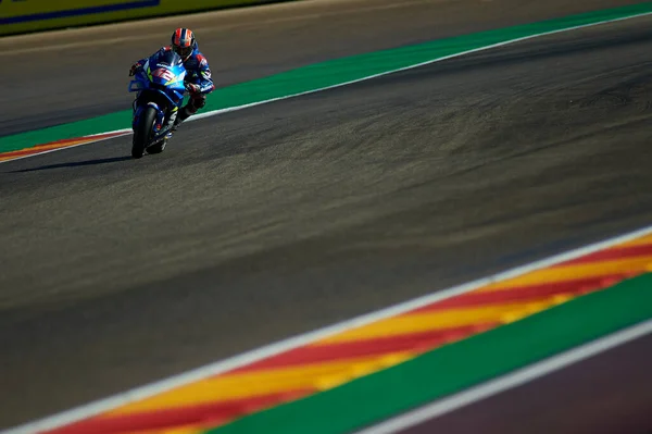 2019年9月21日 西班牙Alcaniz的Ciudad Del Motor Aragon 资格赛的Aragon摩托车大奖赛 自由练习赛的Suzuki Ecstar Team的Alex Rins — 图库照片