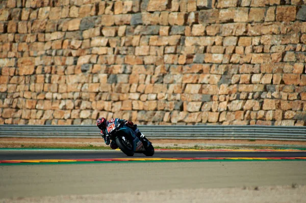 2019年9月21日スペイン アルカニスのシウダー モーター アラゴン 予選日のアラゴン オートバイ グランプリ Motogpフリー走行中のペトロナス ヤマハSrtチームのファビオ クアルタロ4クレジット — ストック写真