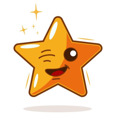 Sevimli çizgi film yıldızı vektör karakteri. Resimler beyaz arkaplanda izole edildi. Kawaii duygularla yüzleş..