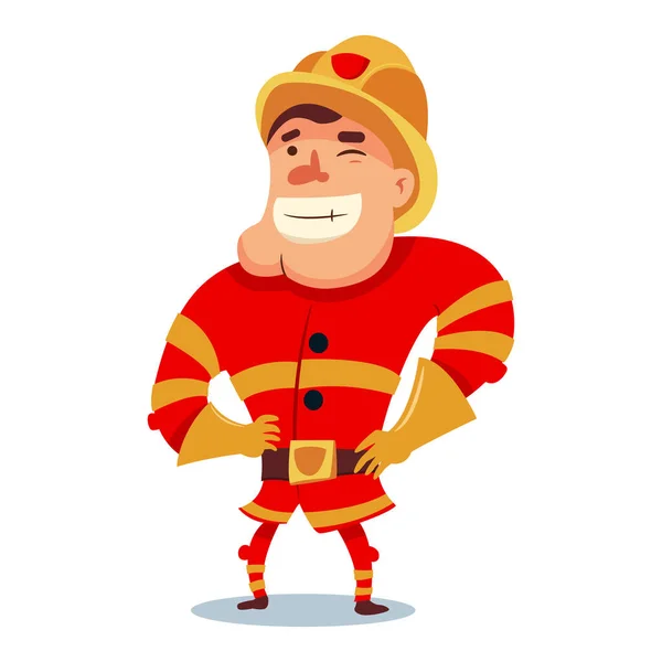 Mignon Pompier Personnage Dessin Animé Casque Pompier Uniforme Traditionnel Illustration — Image vectorielle