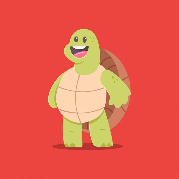 Leuke Turtle Stripfiguur Vector Illustratie Van Grappige Mascotte Dier Geïsoleerd — Stockvector