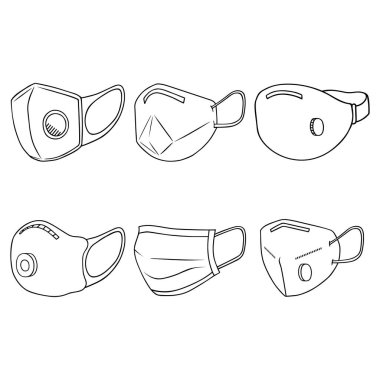 Solunum maskesi vektörü ayarlandı. Solunum maskesi koleksiyonu. Koruma maskeleri