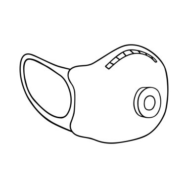 Tıbbi maskeyi filtreyle soluyorum. Vektör solunum maskesi 