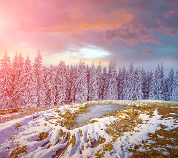 冷凍の po の近くの山々 の魅惑的な冬の風景 — ストック写真