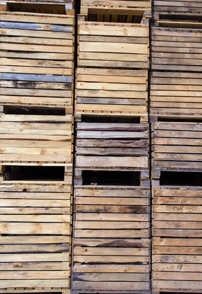 Wooden boxes wall — Stock Photo, Image