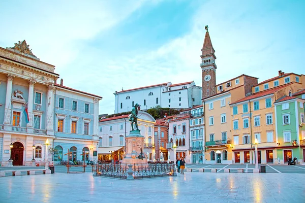 Beautiful Street Landscape Central Square Monument Ancient Watch Tower Porec — Stock Photo, Image