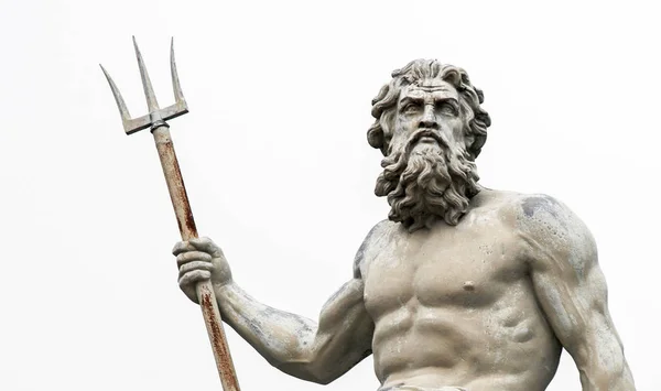 Image abstraite avec statue du dieu ancien Neptune avec trident . — Photo