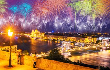 Budapeşte, Macaristan'da Güzel parlak renkli şehir manzara bir