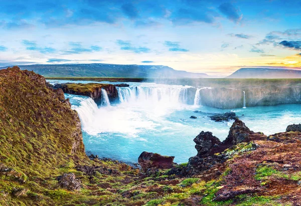 Exciting Beautiful Landscape One Most Spectacular Waterfalls Iceland Godafoss River — Stock Photo, Image