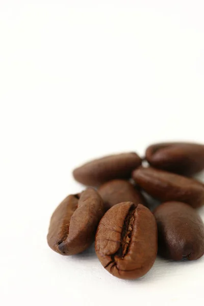 Pörkölt Kávébab Fehér Háttérrel Másolási Hellyel — Stock Fotó