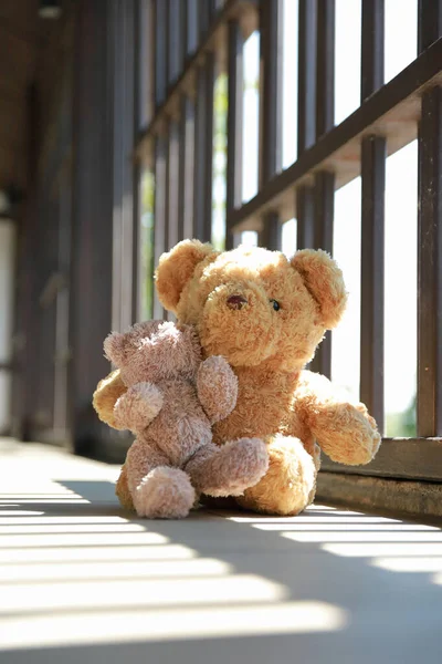 Teddybär Umarmt Dieses Bild Kann Für Liebe Und Familienkonzept Verwendet — Stockfoto