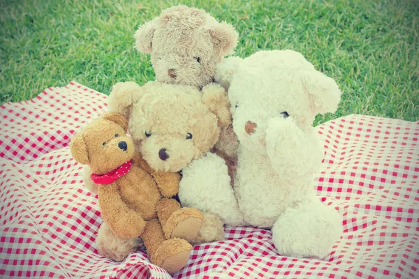 Teddy Bear Toy Family Concept Vintage Retro Old Style Filtered — Stock Photo, Image