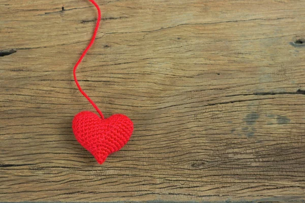 Corazón Punto Rojo Sobre Fondo Madera Vieja Con Espacio Copia — Foto de Stock