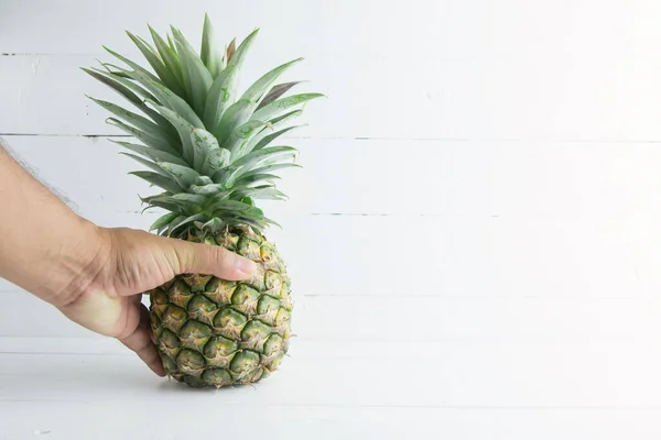 Hand Holding Pineapple White Background — Stock Photo, Image