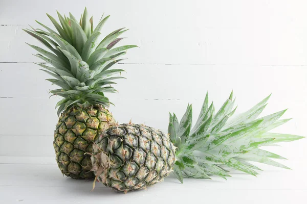 Two Pineapple White Background Copy Space — Stock Photo, Image