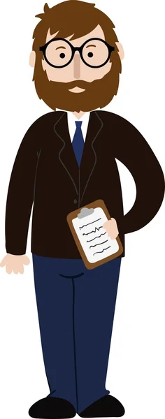 Isolated cartoon professor with papers — Stock Vector