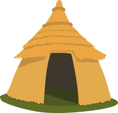 Straw hut of prehistoric men in Africa. African classic house. clipart