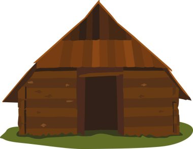 Windows olmadan eski ahşap ev. Geleneksel Kuzey evi.