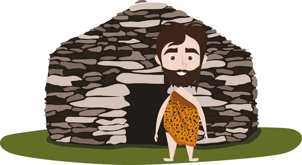 Caveman casa feita de pedras — Vetor de Stock