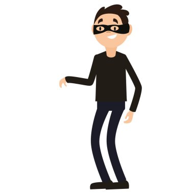 Komik karikatür ceza giymiş siyah maske