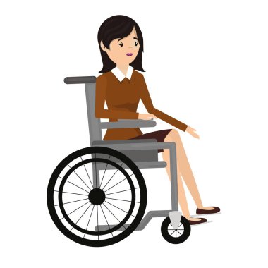Tekerlekli sandalyedeki engelli kadın.