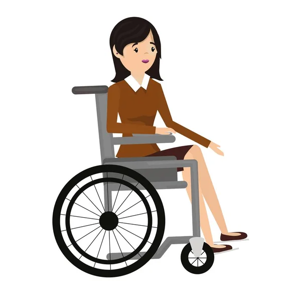Tekerlekli sandalyedeki engelli kadın. — Stok Vektör