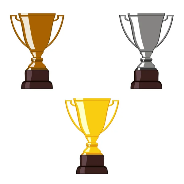 Gold, Silver, Bronze trophy cup. — Stock Vector