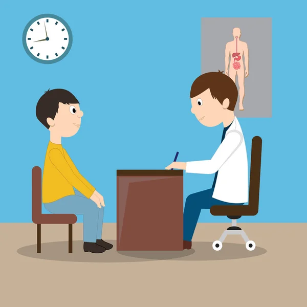 Treatment vector illustration with patient in doctors office on reception at doctor flat vector illustration — Stock Vector