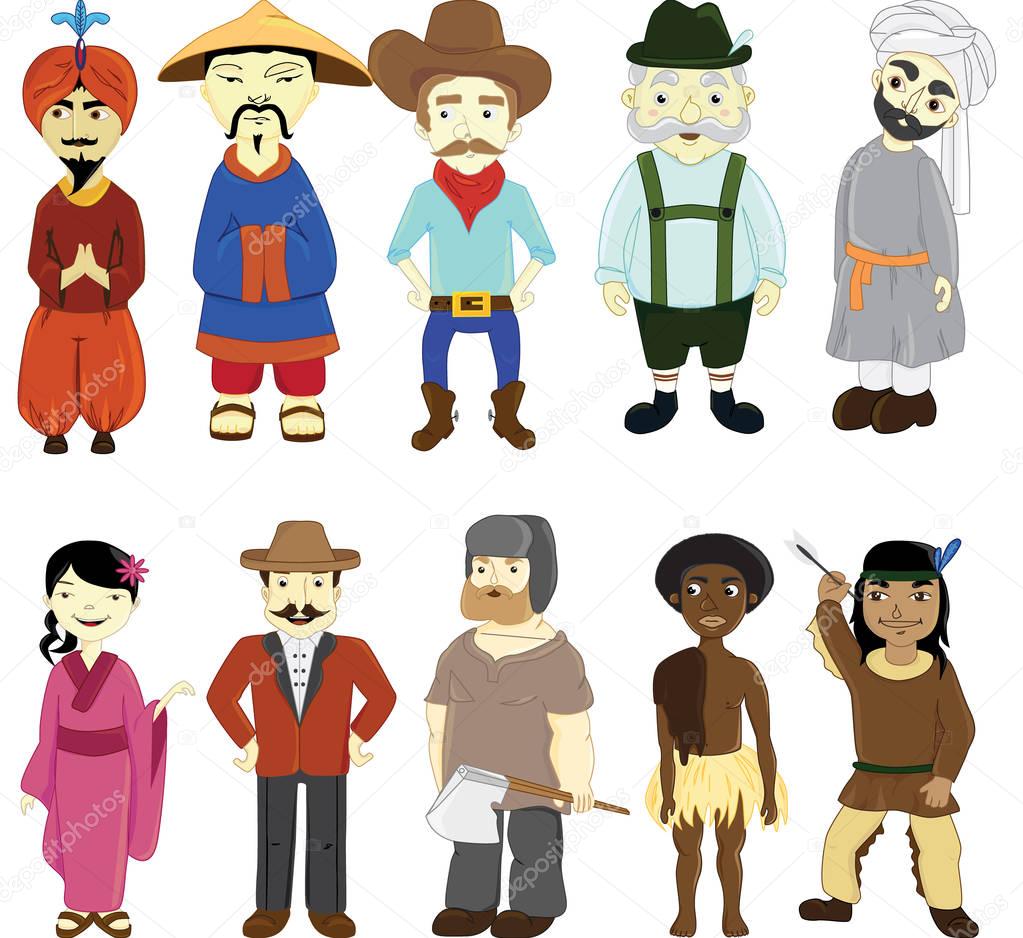 People in national dress. National clothes. Vector illustration.