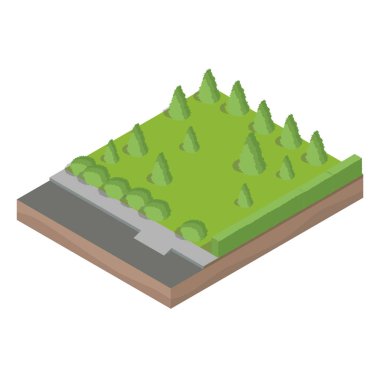 Park ağaç 3d düz izometrik tarzı konseptiyle. Vektör çizim.