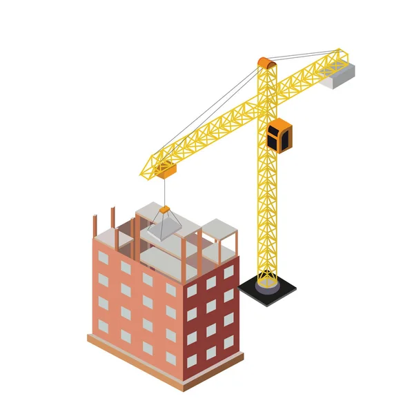 Industrial objects isometrics under construction, houses and buildings — Stock Vector