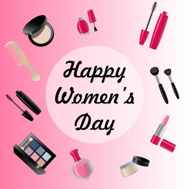 Mutlu Womans günü vektör kartı simgeleri.