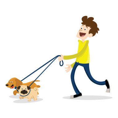 bir köpek yürüyen adam