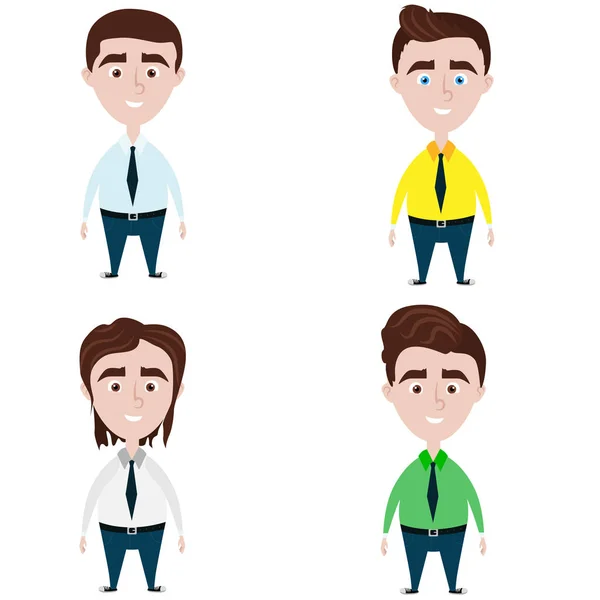 Cuatro hombres lindos con diferentes peinados — Vector de stock