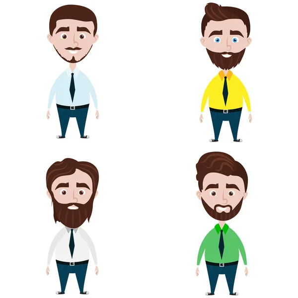 El hombre se enfrenta con diferentes tipos de barbas. vector de estilo plano — Archivo Imágenes Vectoriales