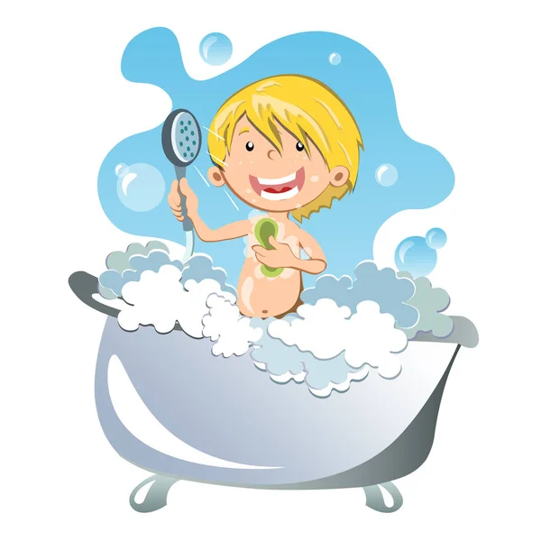 Enfant heureux ayant bain — Image vectorielle