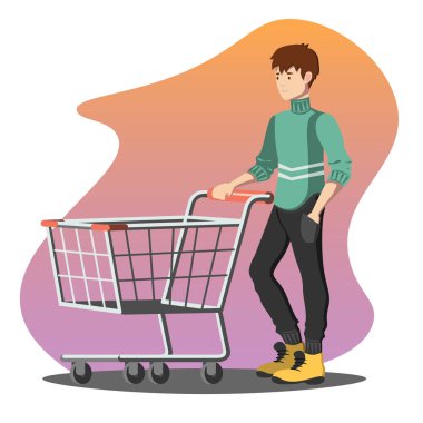Genç adam bir alışveriş boş kart bastırmak