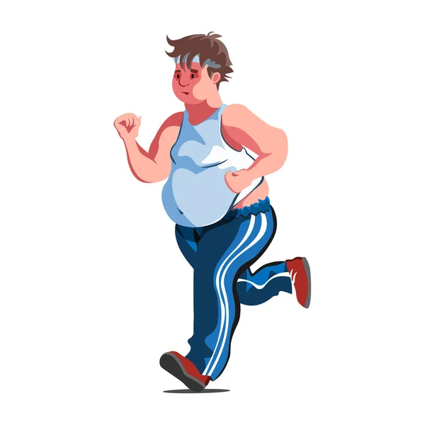 Fat man running. Sports and fitness