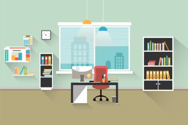 Modern ofis iç. Vektör basit resim