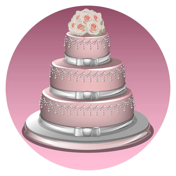 Un pastel de boda con estilo — Vector de stock