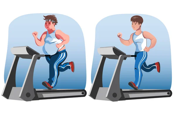Manusia sebelum dan setelah penurunan berat badan - Stok Vektor